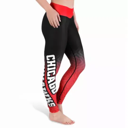 Chicago Blackhawk Print Leggings Women's, Game Day Leggings