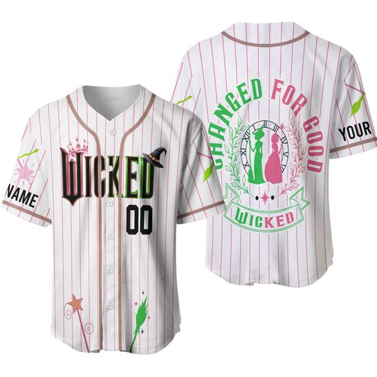 Custom Wicked Witch Baseball Jersey, Changed For Good Shirt, Elphaba and Glinda Jersey, Shiz University Gift, Wicked Musical Movie Fan Gift