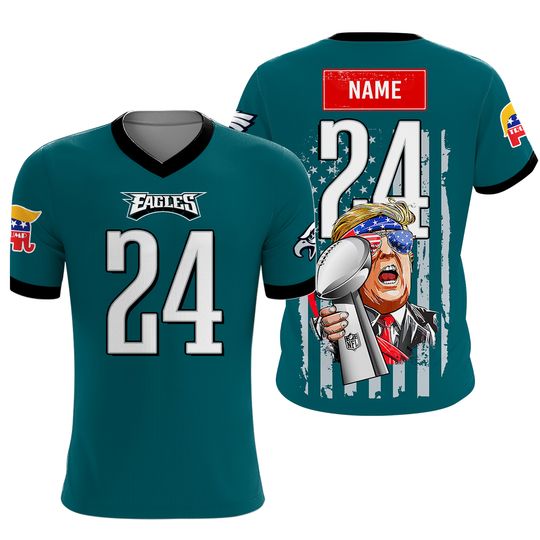 Custom Unisex Jersey with Your  Name & Number Philadelphia Eagles  x Donald Trump  Football Jersey