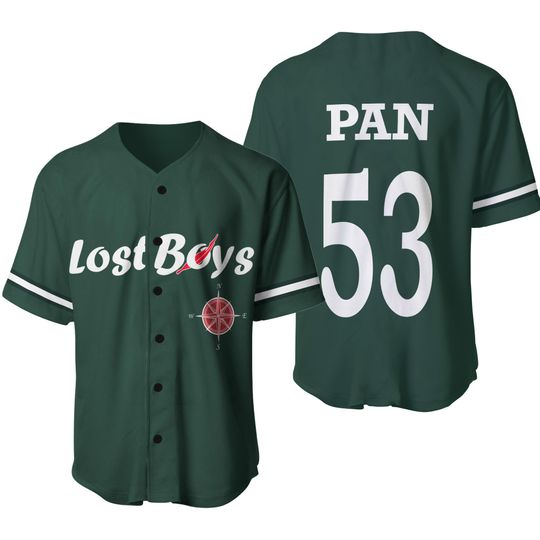 Peter Pan The Lost Boys 2 Sided Baseball Jersey Shirt