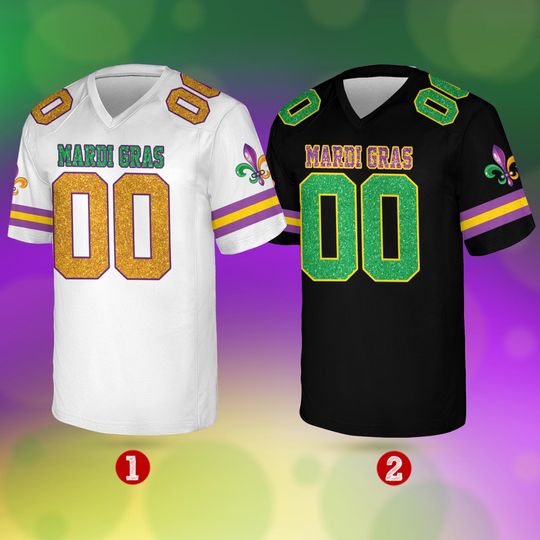 Personalized Glitter Mardi Gras Football Jersey, Custom Name And Number Football Jersey, Mardi Gras Carnival Football Jersey