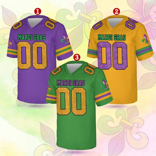 Personalized Glitter Mardi Gras Football Jersey, Custom Name And Number Football Jersey, Mardi Gras Football Jersey