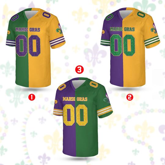 Personalized Mardi Gras Football Jersey, Custom Name And Number Football Jersey, Mardi Gras Carnival Football Jersey