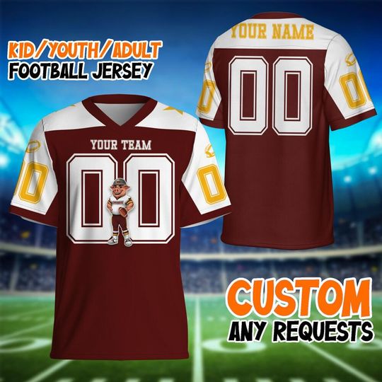 Custom Famous Team Super Star Commander Sport Brown Football Jersey, Jersey Football Sport, Custom Team Name Football Jersey