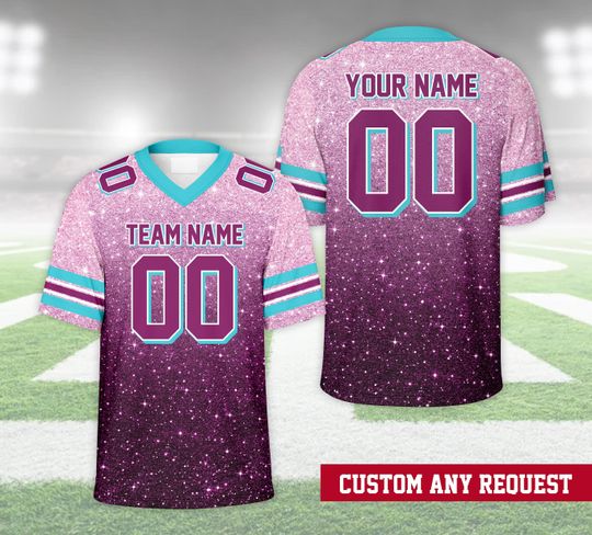 Personalized Name Gradient Color Football Team Jersey, Game Day Outfit For Football Fans