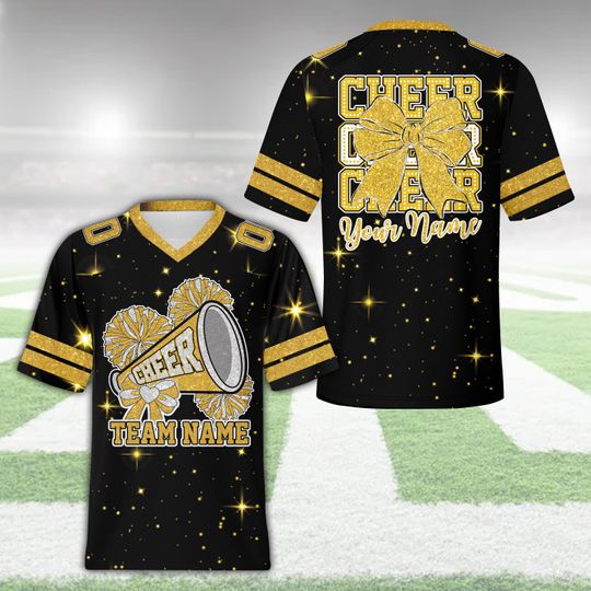 Personalized Coquette Bow Football Jersey, Custom Ribbon Cheerleading Shirt For Cheerleader Cheer Team Cheer Mom