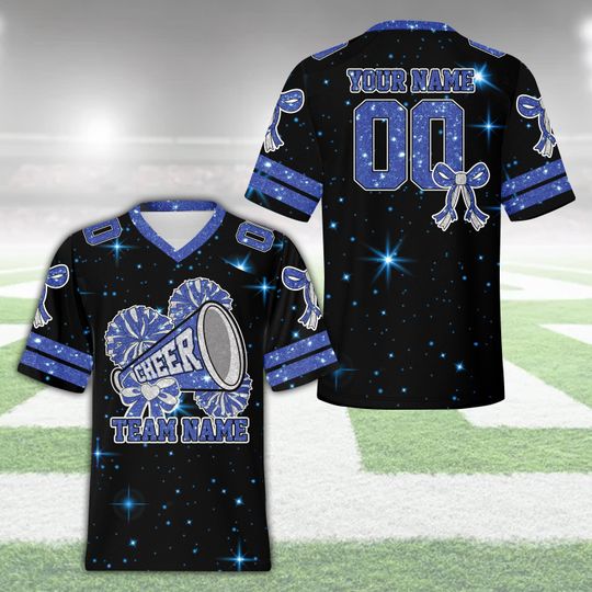 Personalized Coquette Bow Cheer Football Jersey, Custom Ribbon Cheerleading Football Jersey, Game Day