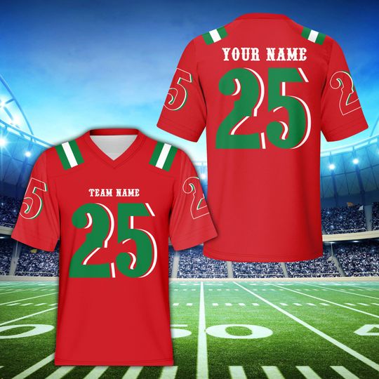 Personalized Name Christmas Football Jersey, Custom Christmas Football Jersey