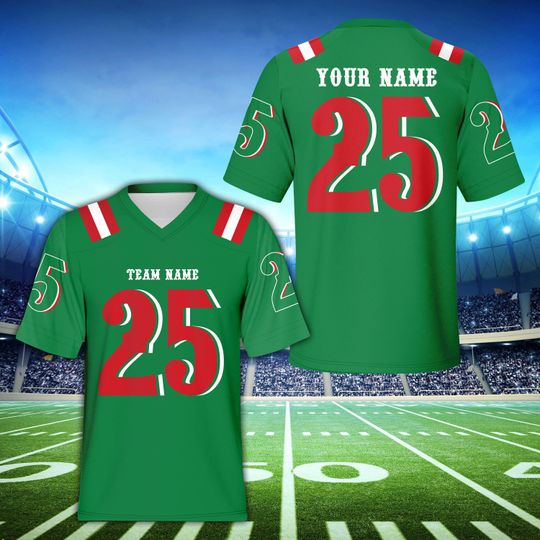 Personalized Name Christmas Football Jersey, Custom Christmas Party Group Football Jersey