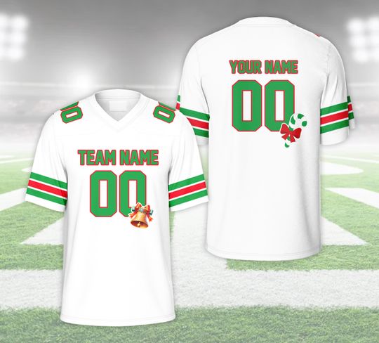 Personalized Name Christmas Football Jersey, Custom Christmas Party Group Matching Football Jersey