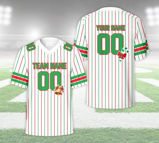 Personalized Name Christmas Football Jersey, Custom Christmas Party Group Matching Football Jersey