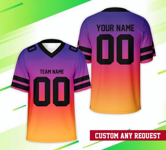 Custom Gradient Football Jersey, Personalized Name Number American Football Jersey, Champion Game Day Football Jersey