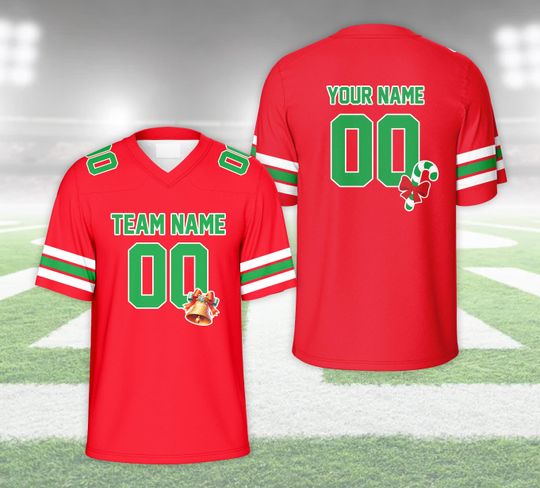 Personalized Name Christmas Football Jersey, Custom Christmas Party Group Matching Football Jersey