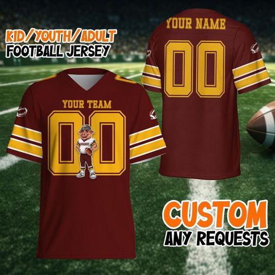 Custom Famous Team Super Star Commander Sport Brown Yellow Football Jersey, Jersey Football Sport