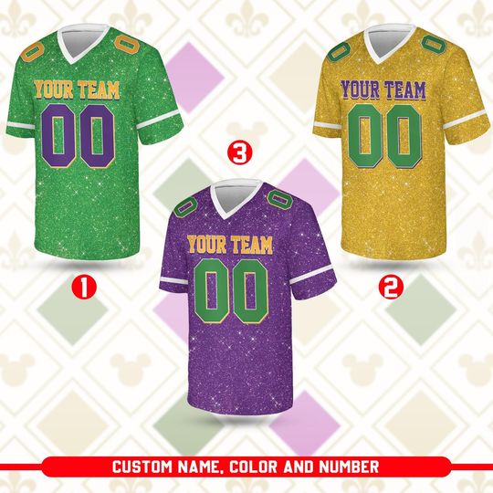 Custom Mardi Gras Glitter Football Jersey, Personalized Name Number Football Jersey Glitter Mardi Football Jersey