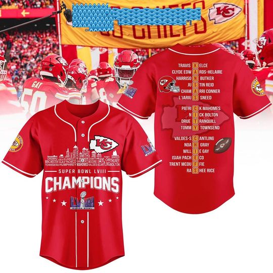 Super Bowl LVIII Champions Chiefs Baseball Jersey AOP Baseball Jersey Gift For Her Him