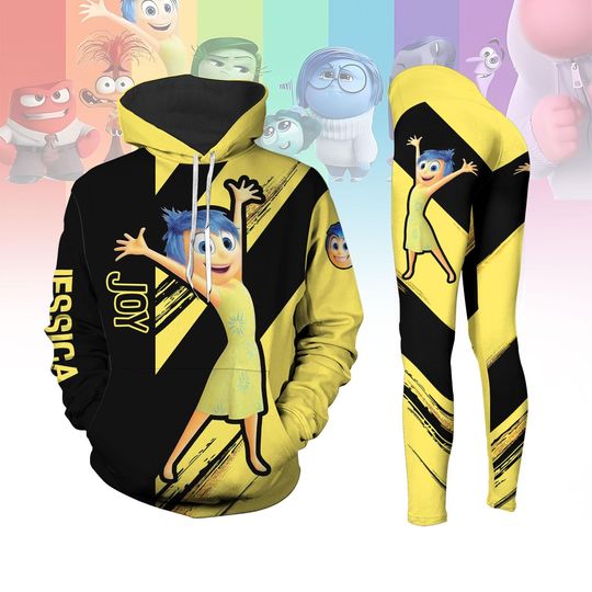 Inside Out Joy Hoodie, Disney Movie Character T-Shirt, Joy Cosplay Yoga Legging, Long Sleeve Hoodie Pants, Gift For Women
