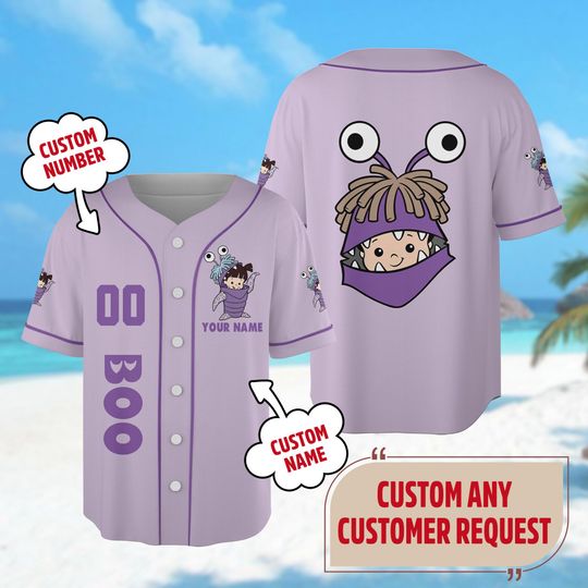 Personalized Boo Monsters Inc Baseball Jersey, Monster Inc Baseball Jersey Team, Monster Inc Costume Shirt, Magic Kingdom Shirt