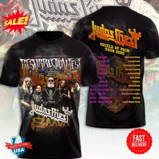 2025 Tour Judas Priest 3D T-Shirt New For Fan