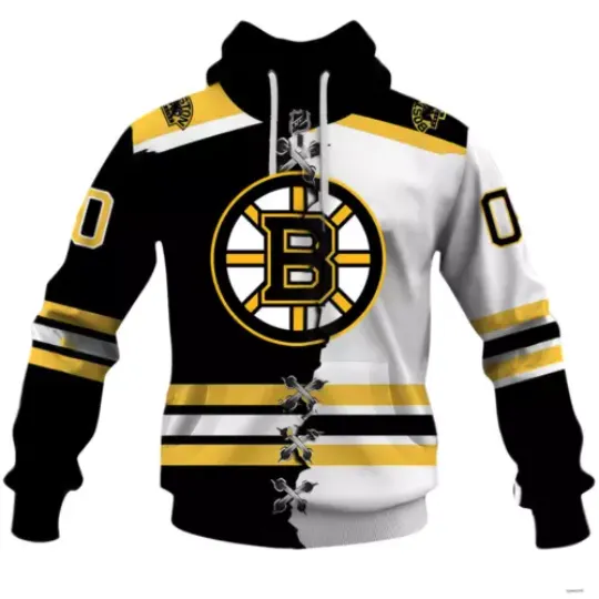 Custom Boston Bruins Hoodie Hockey Team Pullover Hooded Unisex Christmas Gift