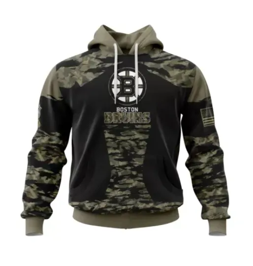 Boston Bruins Hoodie Personalize Military Camo Hockey Team Christmas Gift