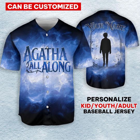Persionalize Agatha All Along Teen Baseball Jersey,  Agatha Harkness All Along Jersey, The Coven Ballad Of The Witches Road Jersey