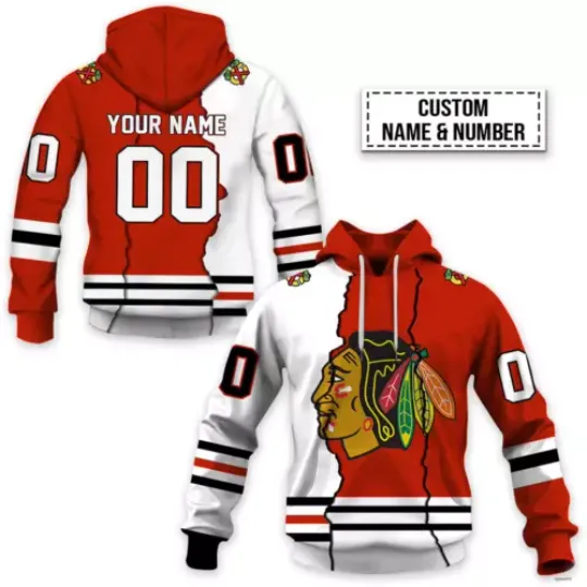 Discover Chicago Blackhawks Hoodie Red-White Pullover Hooded Unisex Fit Christmas Gift