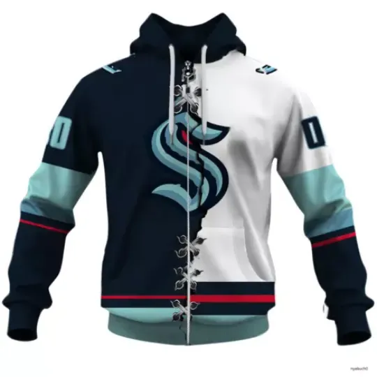 Seattle Kraken Zip Hoodie Personalize Hockey Team Christmas Gift Unisex Hooded