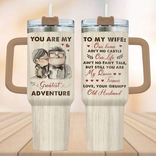 Carl And Ellie Valentine Tumbler 40oz, Disney Up Movie Tumbler Cup, To My Wife Water Tumbler , Carl Ellie Adventure Cup, Couple Gifts