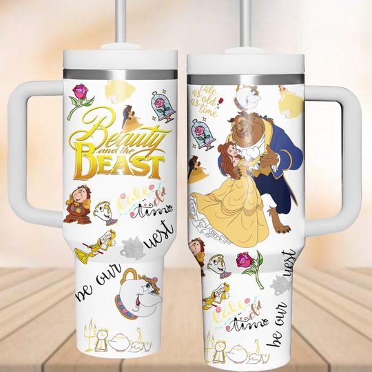 Beauty And The Beast Tumbler 40oz, Disney Couple Insulated Tumbler, Belle Princess Tumbler Cup, Magical Kingdom Cup, Couple Gifts