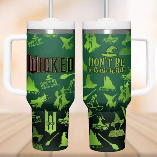 Wicked Tumbler 40oz, Green Witch Insulated Tumbler, Wicked Changed For Good Tumbler Cup, Defy Gravity Cup, Wizard of Oz Gifts