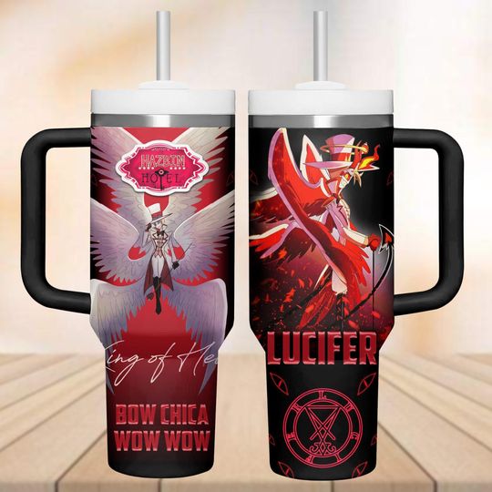 Lucifer Hazbin Hotel Tumbler 40oz, Lucifer Morningstar Tumbler Cup, Cartoon Movie Coffee Tumbler, Hazbin Hotel Cup, Lucifer Fan Gifts