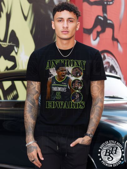 Anthony Edwards 90s Bootleg Style Graphic Rap Tee for Men Women Vintage T-Shirt Gift for Minnesota Basketball fan Vintage Streetwear