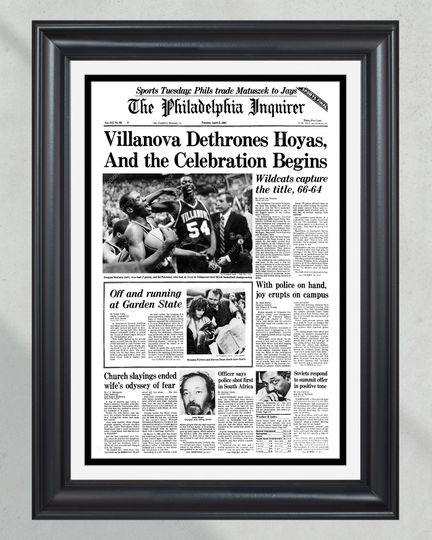 1985 Villanova Wildcats Dethrone Hoyas' College Basketball Champions (No Framed) Poster