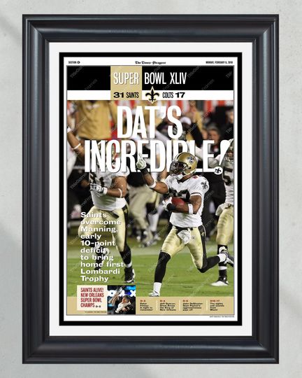 2010 New Orleans Saints First Super Bowl Win 'Dat's Incredible!' (No Framed) Poster