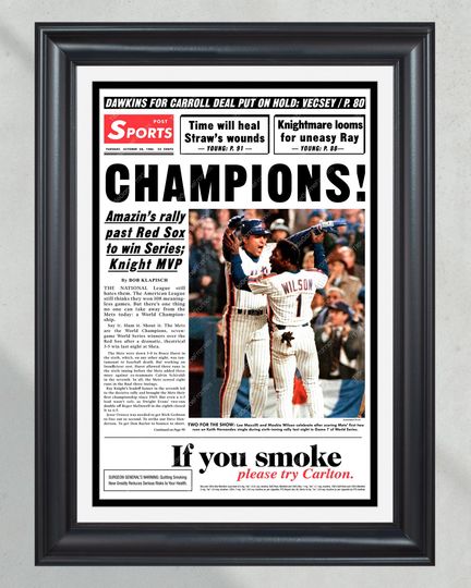 1986 NY Mets 'CHAMPIONS!' - Historic World Series Victory (No Framed) Poster