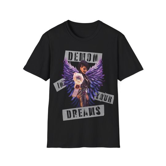 Demon in your dreams Rhea Ripley Unisex Softstyle T-Shirt, Gothic Horror Graphic Tee, Alternative Metal Band Shirt, Punk Rock Concert Top,