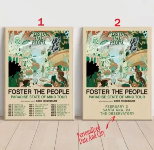 Custom Foster The People brings Paradise State of Mind on the road 2025 Poster