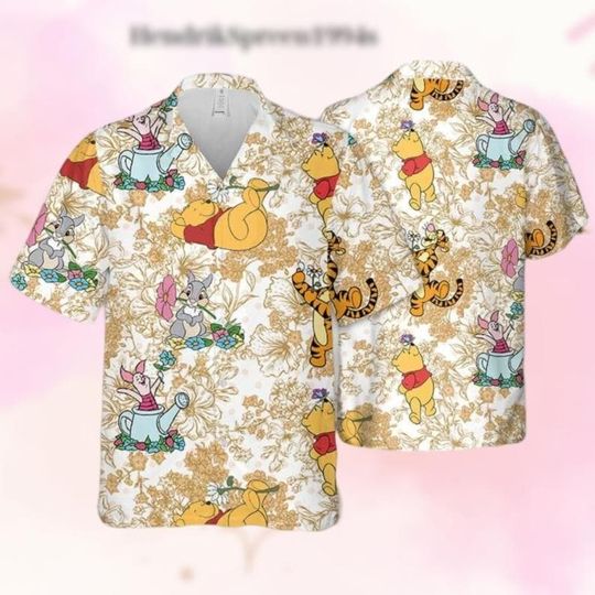 Disney Pooh and Friends Hawaiian Shirt, Winnie The Pooh Summer Hawaiian Shirt, Disney Honeymoon Hawaiian Shirt, Hawaiian Matching Famil