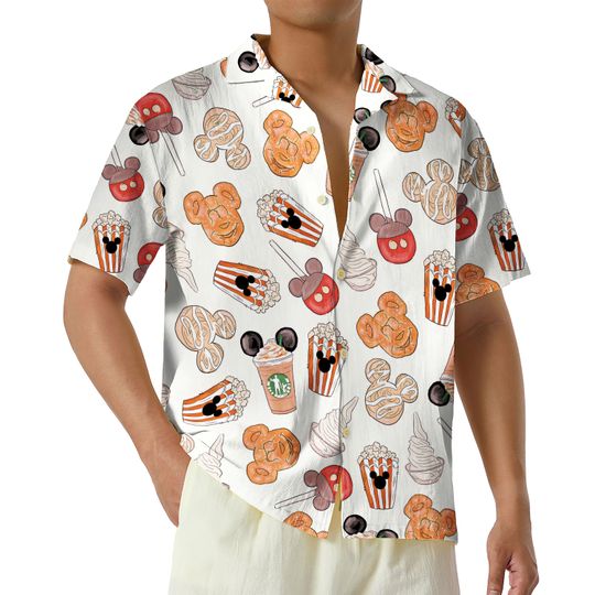 Disneyland Food Tour Hawaiian Shirt, Disney Food and Drinks Button Up Shirt, Disneyland Trip Shirt, Disney Matching Gift