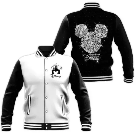 Bling Mickey Head Disney Unisex Cartoon  Baseball Jacket