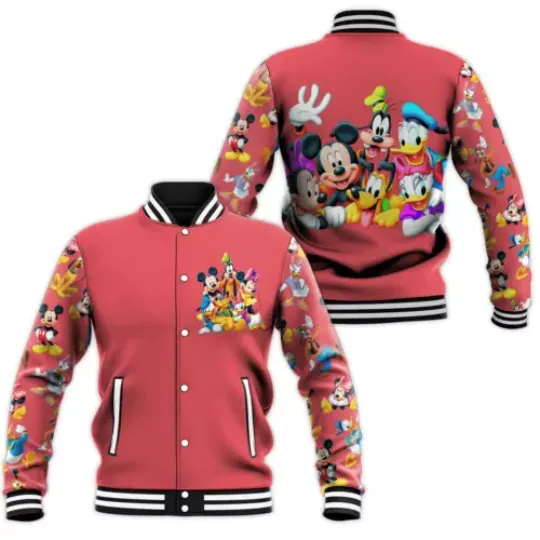 Mickey Mouse And Friends Comics Disney Cartoon Baseball Jacket