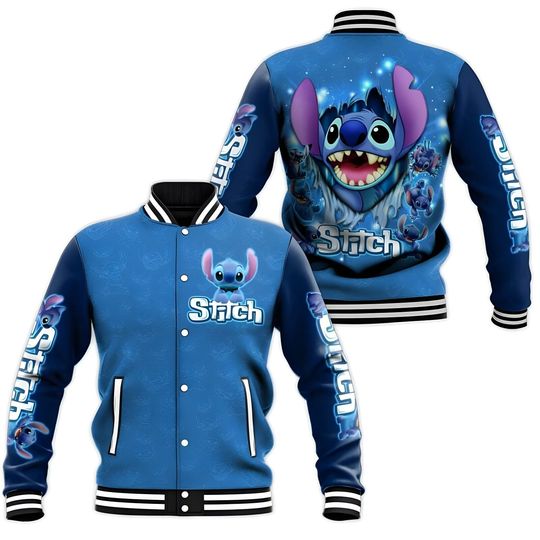 Ripped Stitch Pattern Baseball Jacket