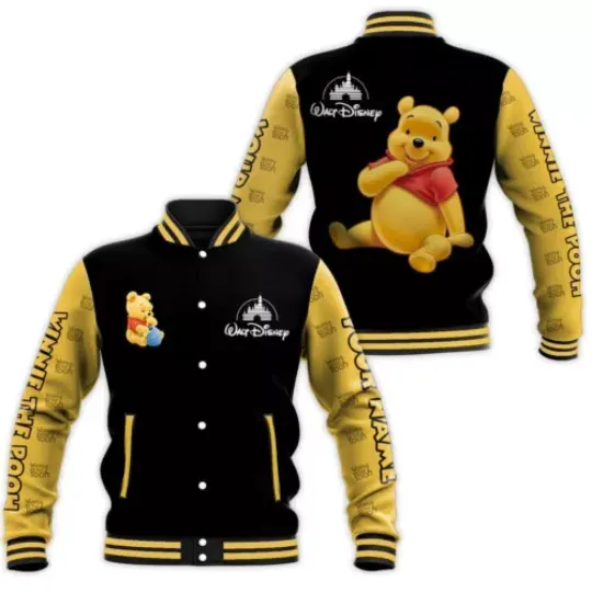 Pooh Baseball Jacket, Pooh Bear Personalized Jacket