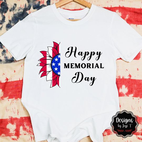 Memorial Day Shirt, Memorial Day SVG, American Flag Sunflower, Red White Blue, Patriotic SVG, American Flag SVG