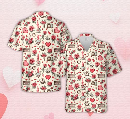 Discover Valentine's Day Hawaiian Shirt, Vintage Roses Valentines Hawaiian Shirt