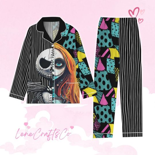 Jack And Sally Pajamas, Nightmare Before Christmas Pajama Set Women, Disney Couple Pajamas Set