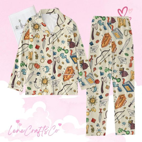 DnD Thick Pajamas, Dungeon Master Pajamas Pants, Gamer Pajamas Women, Roleplaying Game Pajamas Set