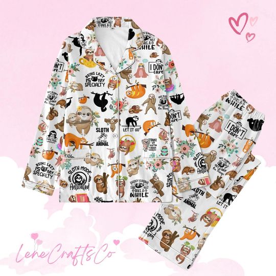 Sloth Lover Pajamas, Animals Lover Pajamas Family, Sloth Pajamas Pants, Pajamas Set