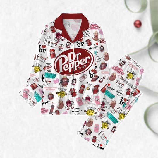 Dr Pepper Pajamas Set, Retro Pepper 1985 Women Pajamas, Soda Lover Pajamas Pajamas Set